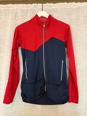 bolle Red and Navy Full-Zip Utility Jacket